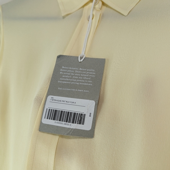 Everlane Top Women Small 4 Yellow The Clean Silk Relaxed Blouse Button Up - Picture 8 of 8